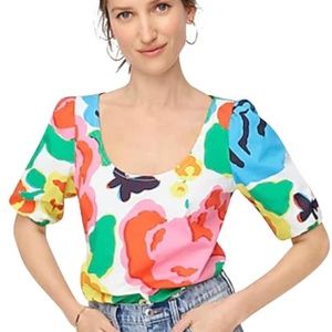 J. Crew Scoop Neck Poplin Floral Top Sz 8 NWT